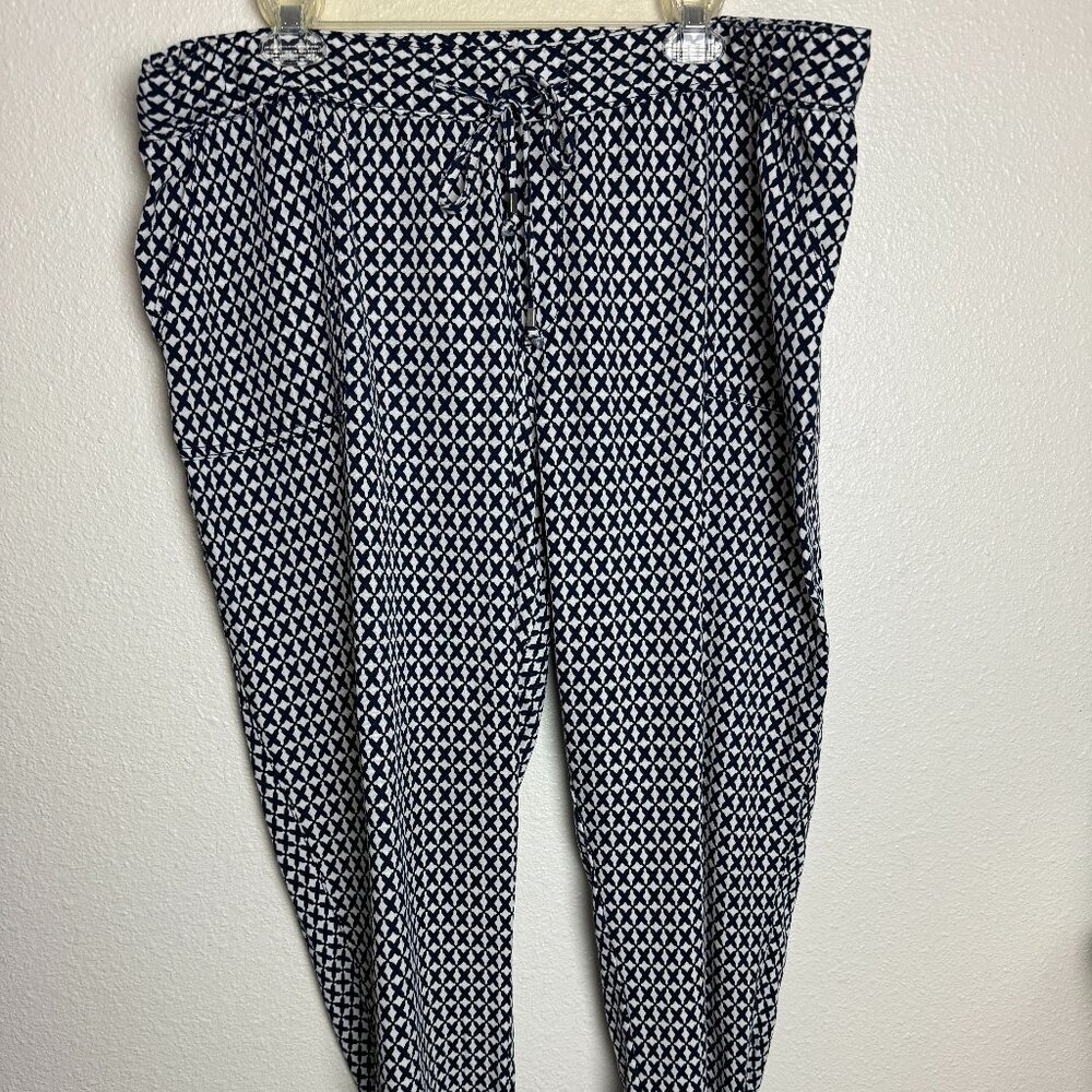 Relax Travel Launge Navy Pants Adjustable Waist 100% Rayon Size XL